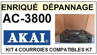 AKAI HIFI MUSIC CENTER   AC3800 kit 4 courroies compatible magnetophone K7 AKAI   AC3800